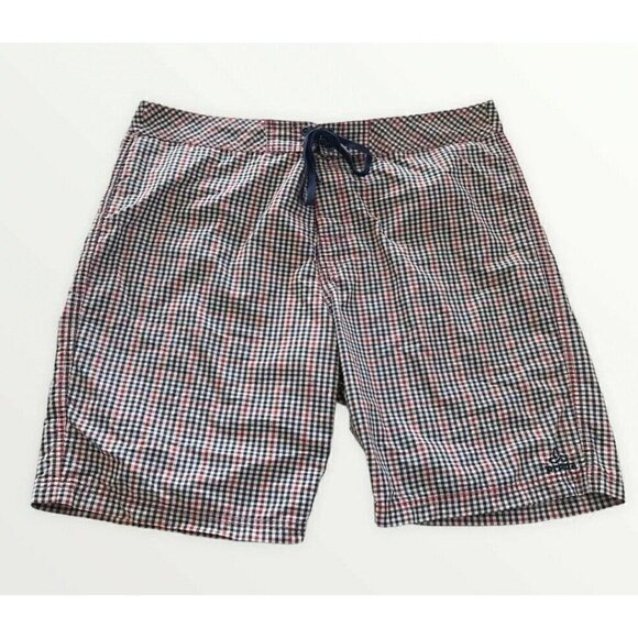 Prana El Porto Blue & Red Checked Boardshorts UPF 50 Sz 38 - Picture 1 of 6